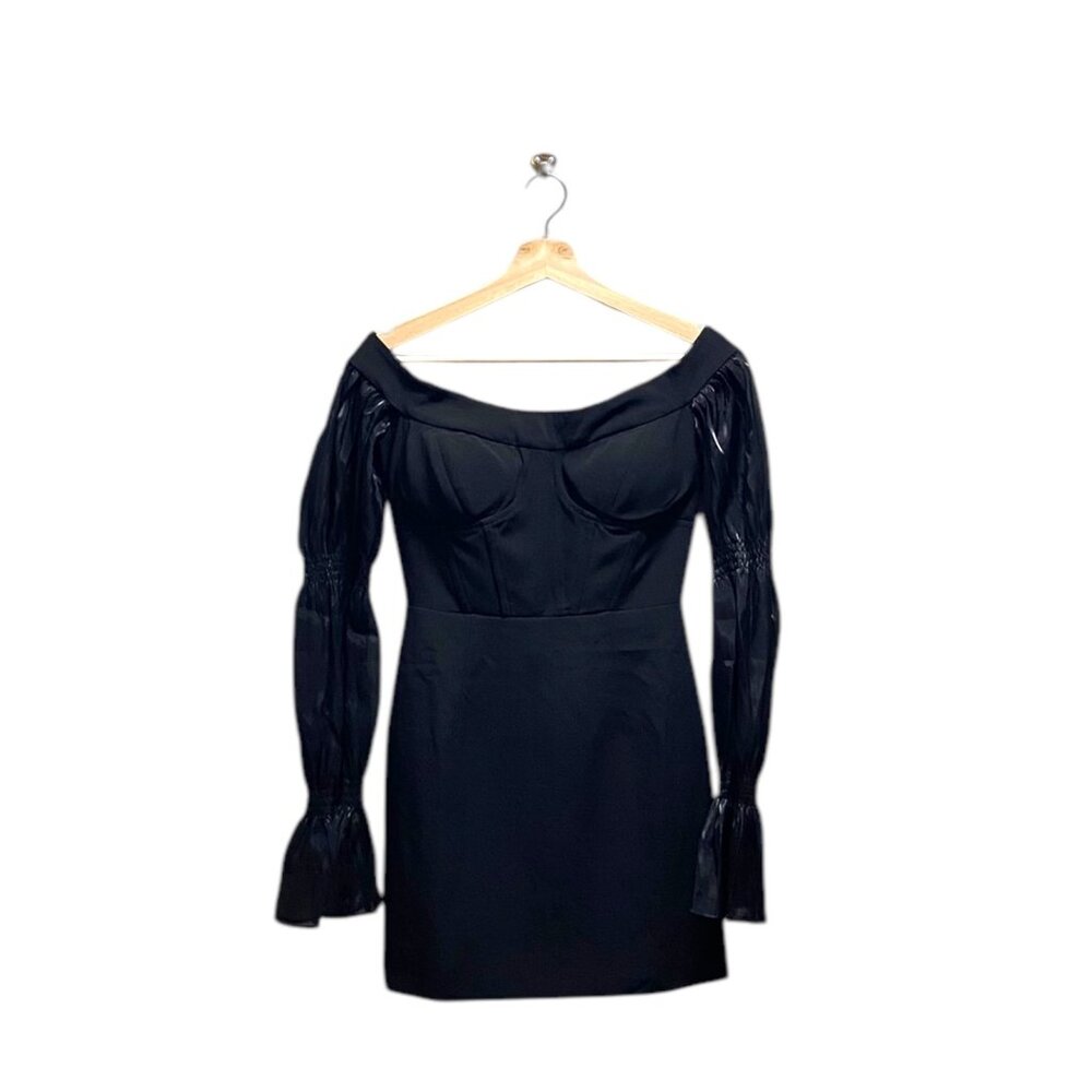 The One By Lichi Off-Shoulder Mini Dress Black Size S - Picture 2 of 15